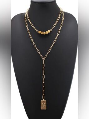 Katia Designs: I Own My Peace Lariat Necklace w Authentic Tigers Eye Stones